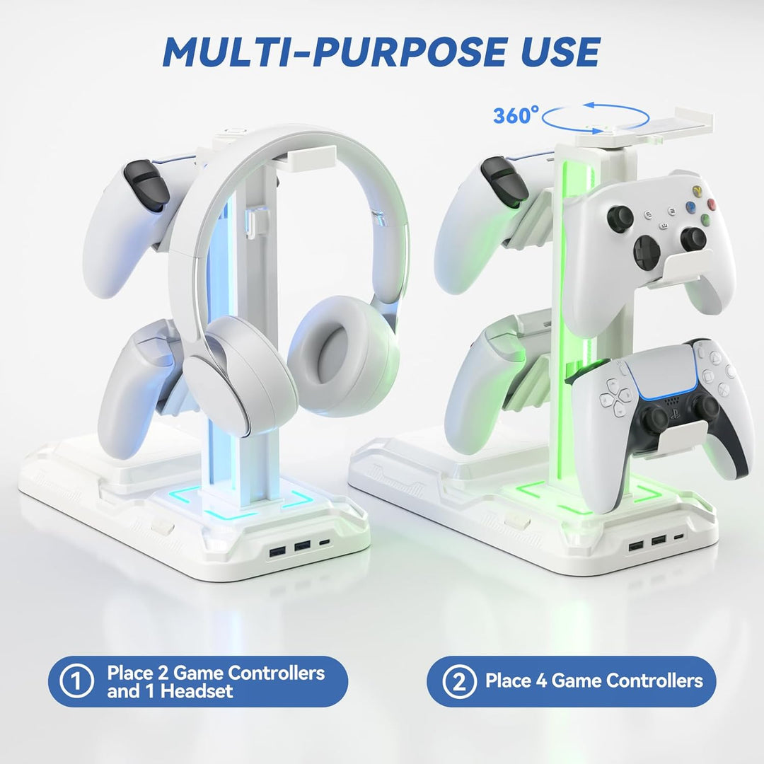 KDD Gaming Headset Halterung mit Wireless Ladegerät - Controller Halterung &amp; Kopfhörer Ständer mit 9