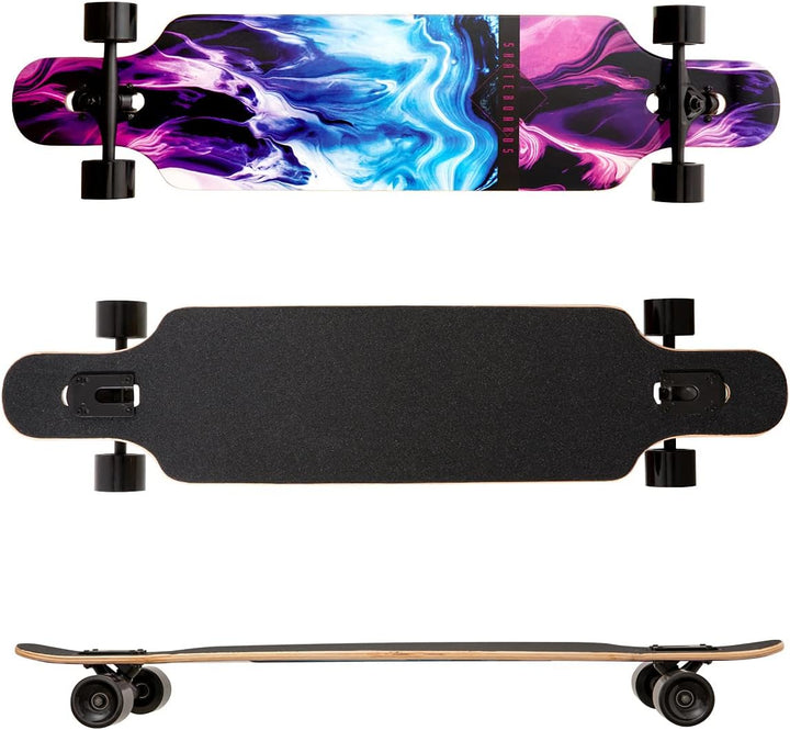 Longboard, 8-lagigem Ahornholz Cruiser komplettes Skateboard,Longboards für mädchen Erwachsene jung