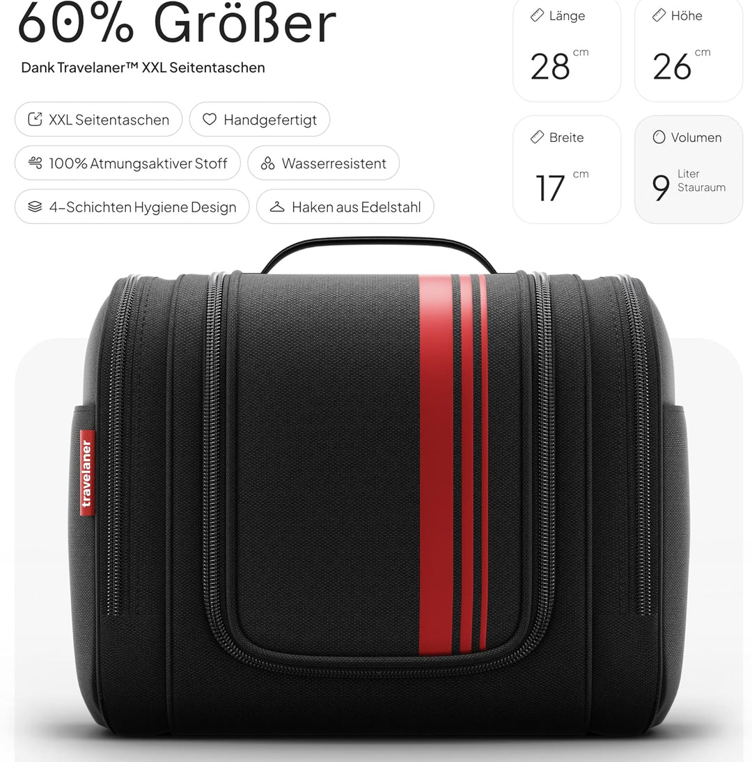 Kulturbeutel XXL [Design 2025] zum Aufhängen für Damen, Herren &amp; Kinder [9 Liter Stauraum], 3-in-1 K