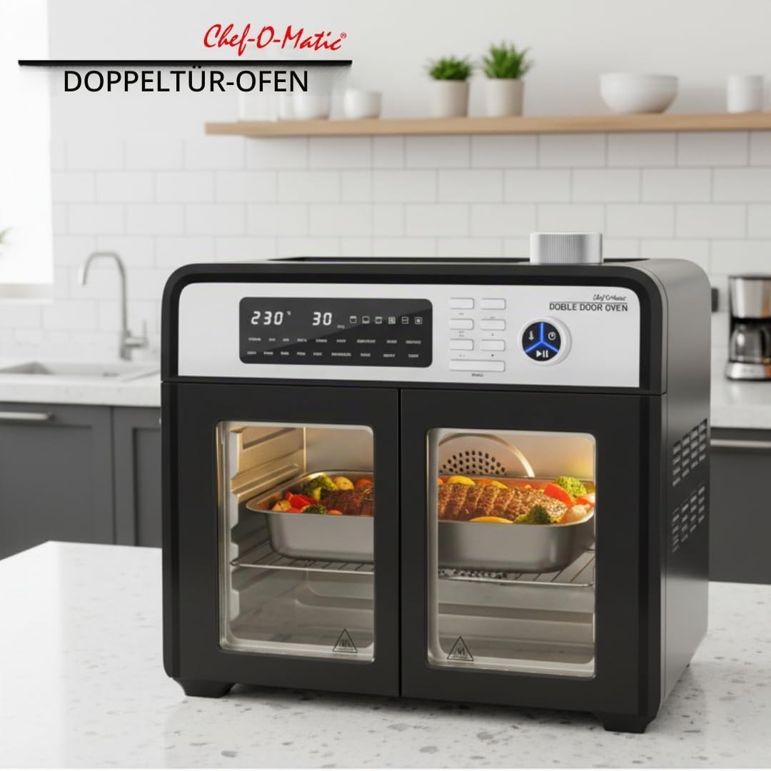 STARLYF Doble Door Oven Heissluftofen 28L | Doppeltür, 18 Programme, 1700W, Grill, Drehspiess, Dörrg