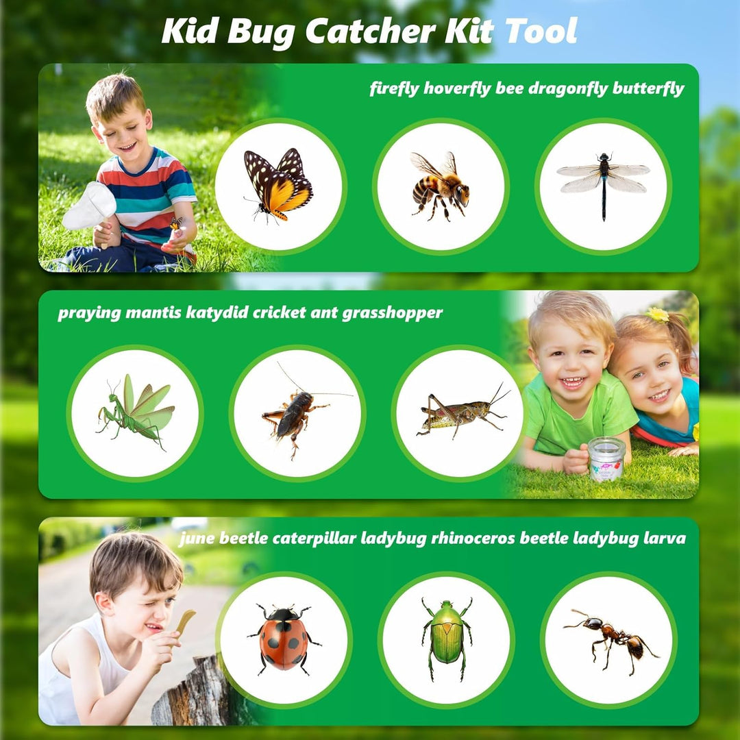 Kids Bug Catching Kit, 6-in-1 Natur Entdeckung Kit mit atmungsaktivem Holz Critter Habitat House, 15