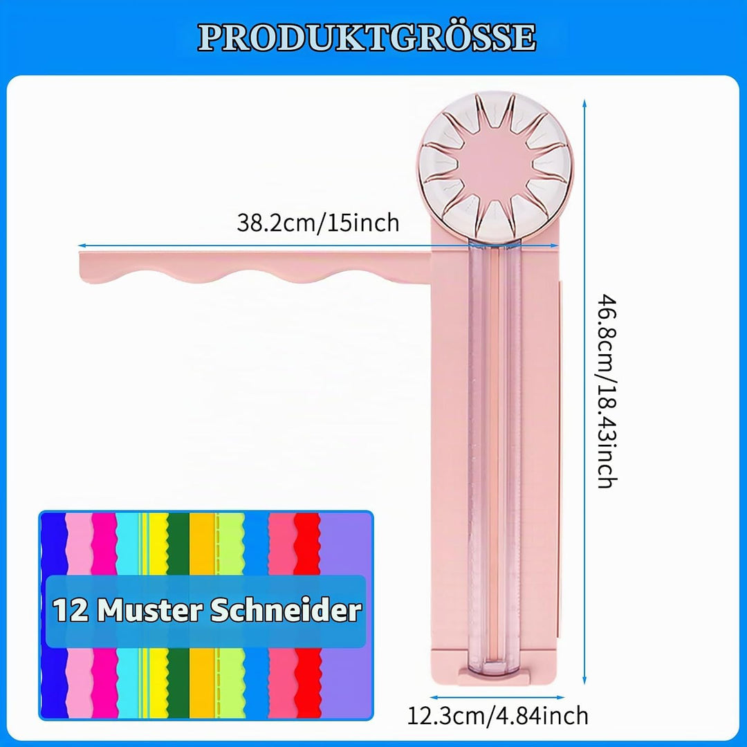 Kantenschneider für Papierarbeiten,12-in-1Schneidemaschine Papier Mit Schnittlinienführung Und Seite