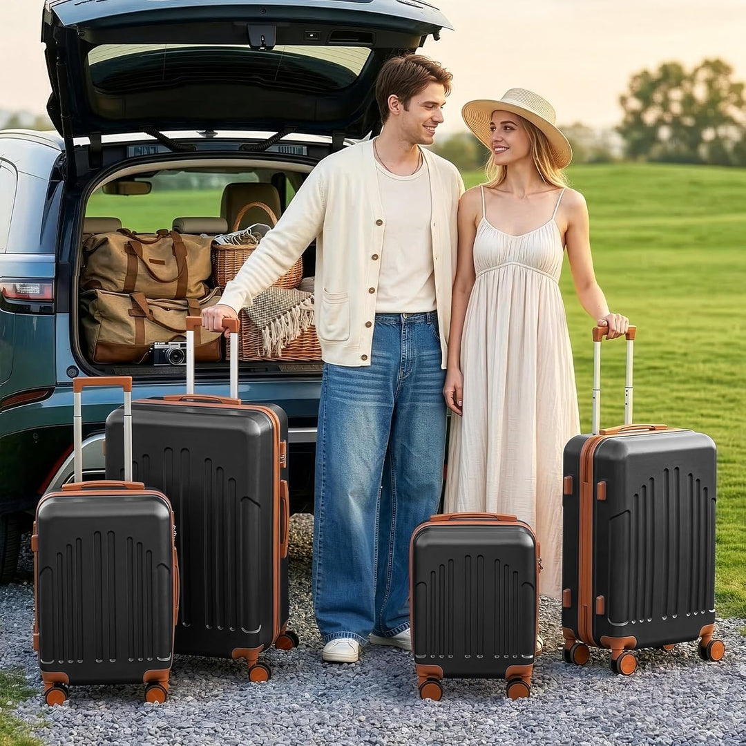 LALAHO Kofferset 4 teilig Hartschale, Reisekoffer mit Rollen Gross, Koffer Set 4 Stück aus ABS, Hand