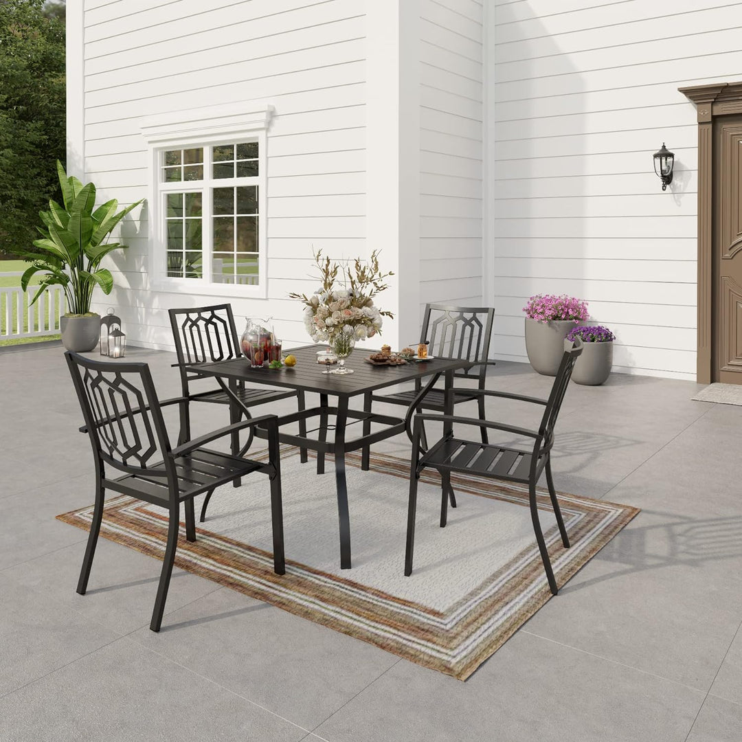 PHIVILLA Gartentisch und Stühle 4er Set Terrassentisch Stühle Metall Outdoor Bistro Gartenmöbel Sets