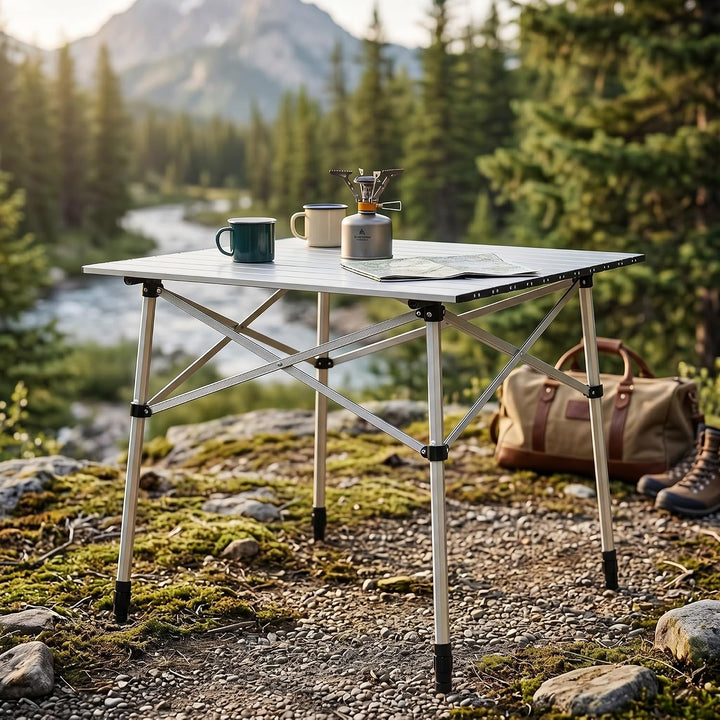 High Peak Campingtisch klappbar, 70x70x70cm Aluminium Picknicktisch Outdoor, 70x70x70cm