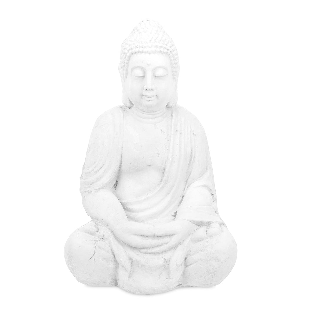 Relaxdays Buddha Figur sitzend, 70 cm hoch, XL Garten Dekofigur, wetterfest &amp; frostsicher, Dekoskulp