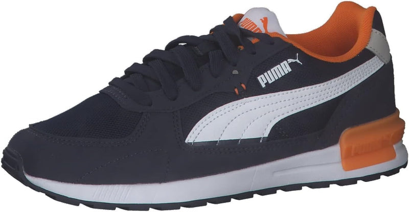 PUMA Unisex Kinder Graviton Jr Sneaker 37 EU Peacoat Puma White Gray Violet Vibrant Orange, 37 EU Pe