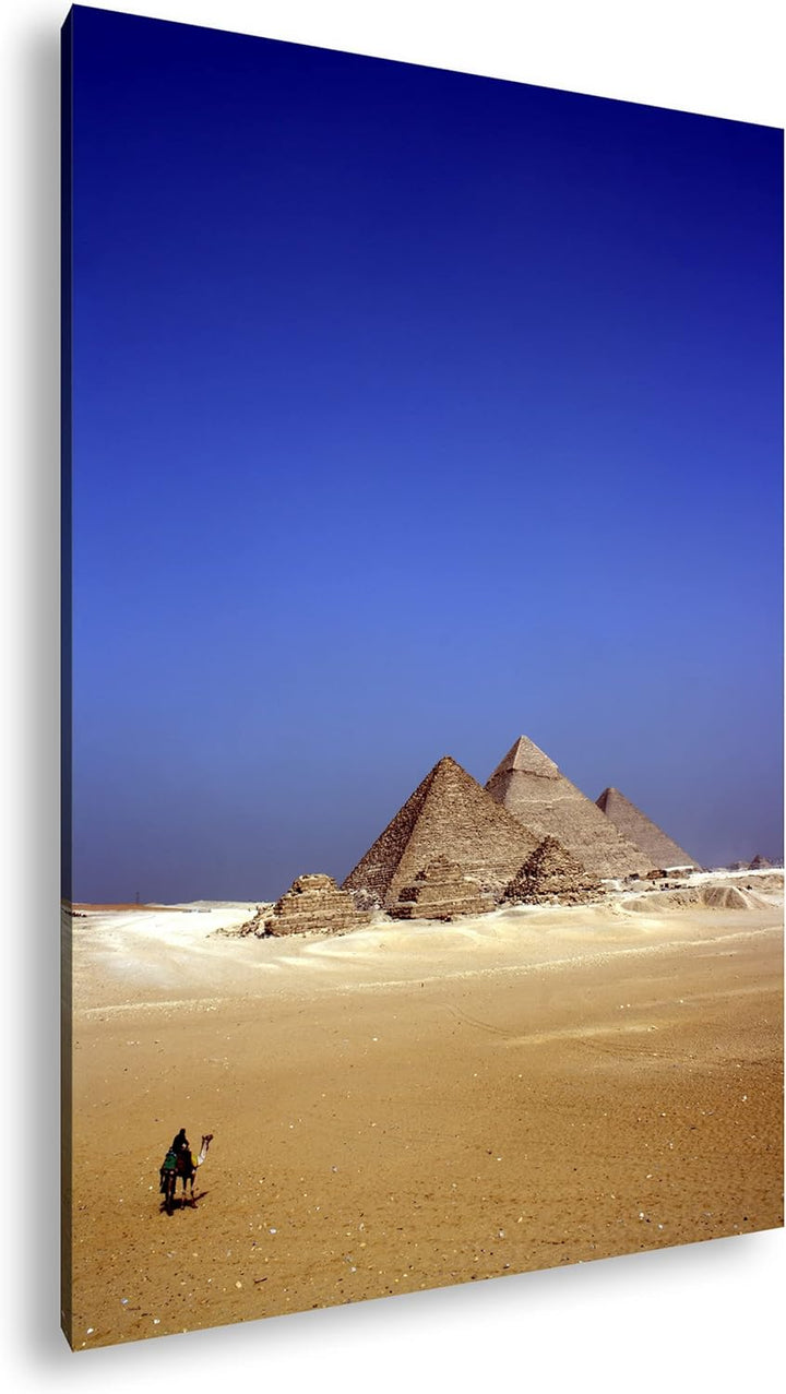 deyoli Pyramiden von Gizeh Format: 80x60 als Leinwandbild, Motiv fertig gerahmt auf Echtholzrahmen,