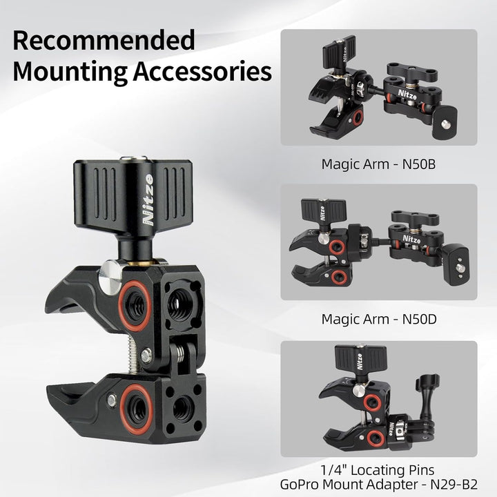 Nitze Super Clamp Klammer with 3/8" to 1/4" Thread Adapter, Payload Up to 5 Kg,Crab Shaped Camera Cl