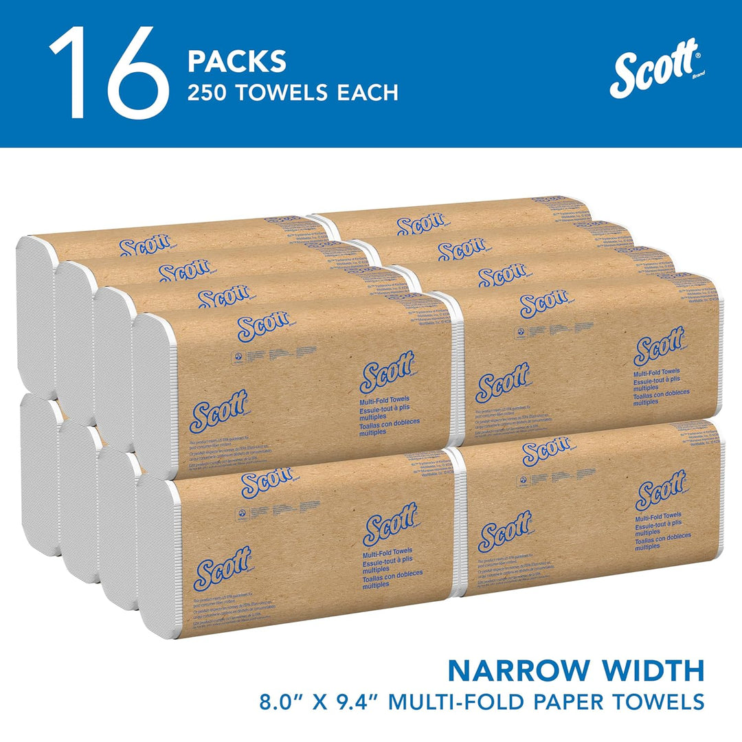 Scott Multifold Handtücher 3749 – gefaltete Papierhandtücher – 16 Packungen x 250 weisse Papierhandt