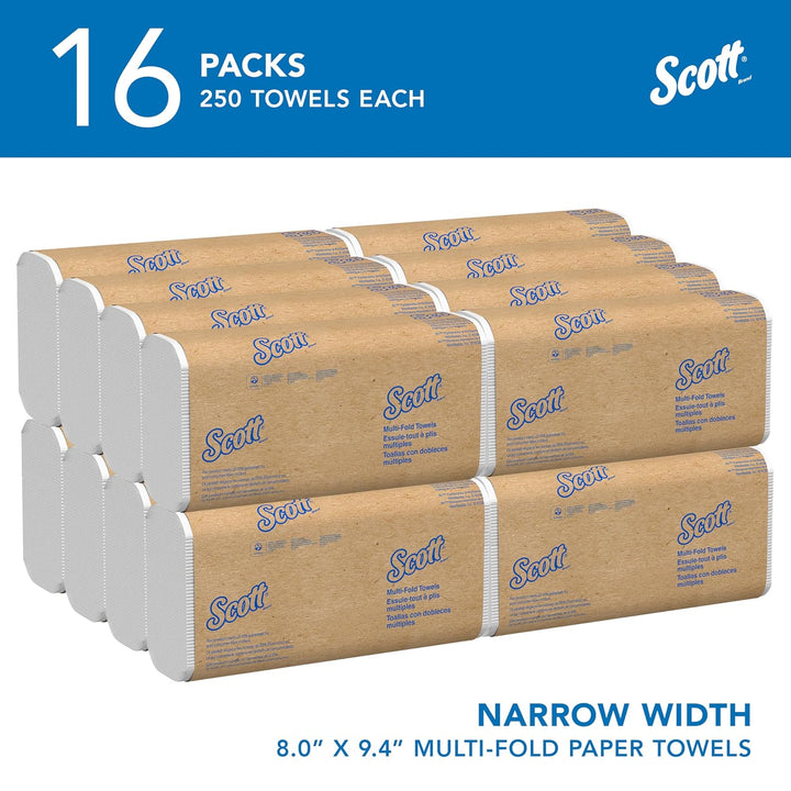 Scott Multifold Handtücher 3749 – gefaltete Papierhandtücher – 16 Packungen x 250 weisse Papierhandt