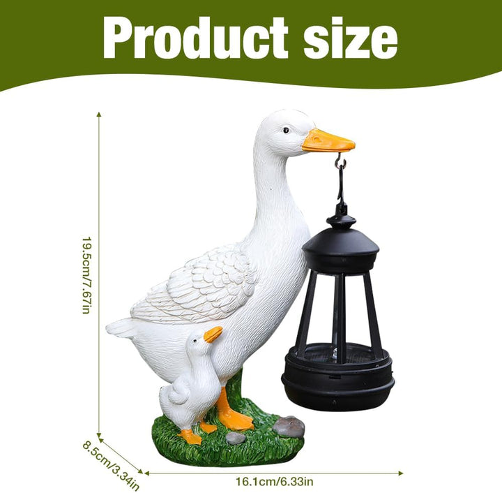 Solar Figuren für Aussen, Wasserdicht Gartenfiguren Gross mit Solar Laterne, Harz LED Solar Gartende