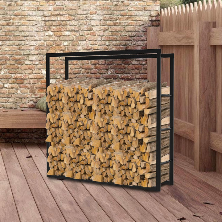 Lospitch Kaminholzregal, Innen Brennholzregal Holzhalter aus Stahl, Stabiles Metall-Gestell In Matt