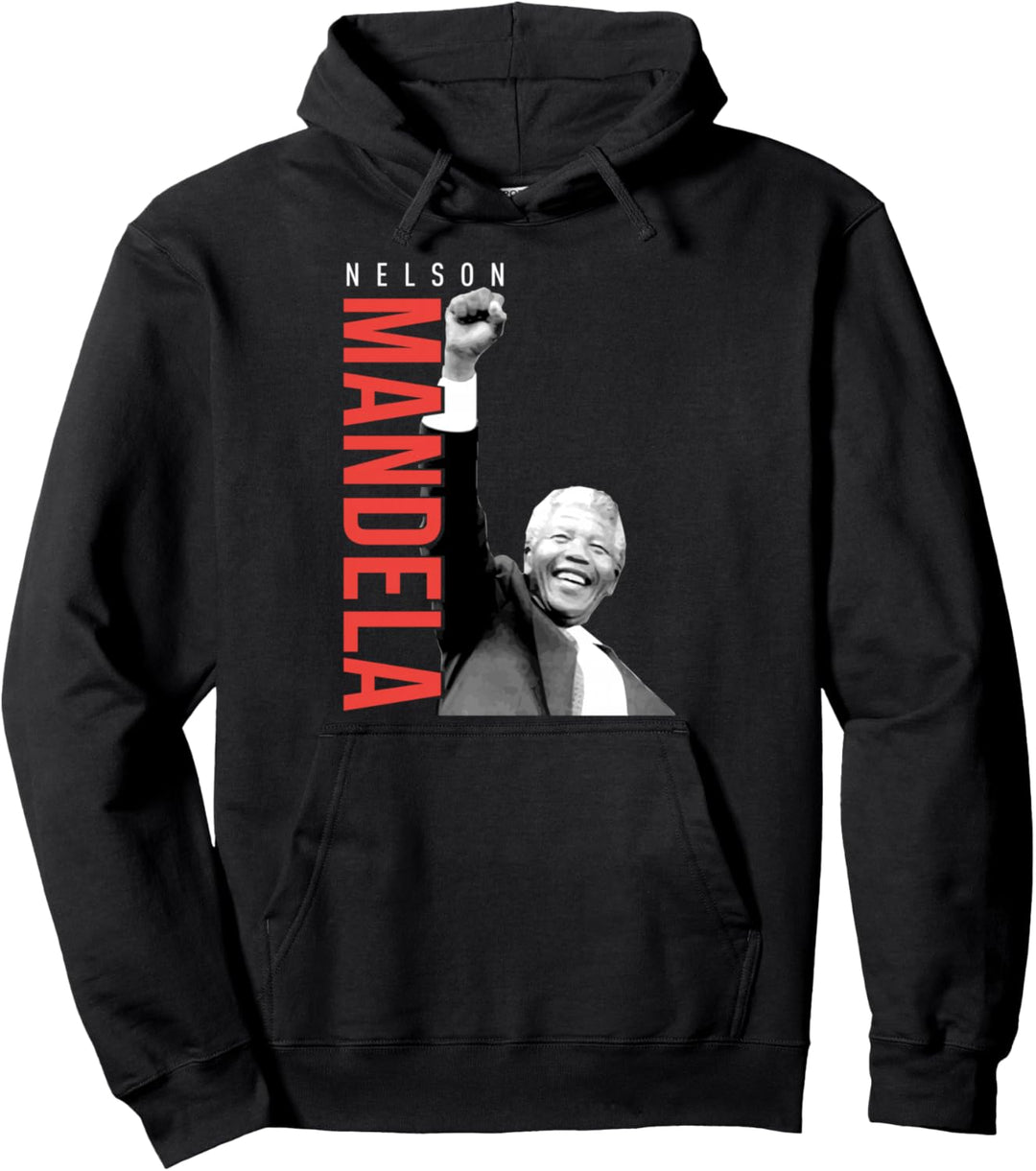 Nelson Mandela Raised Right Hand Fist Clenched Mandela Day Pullover Hoodie