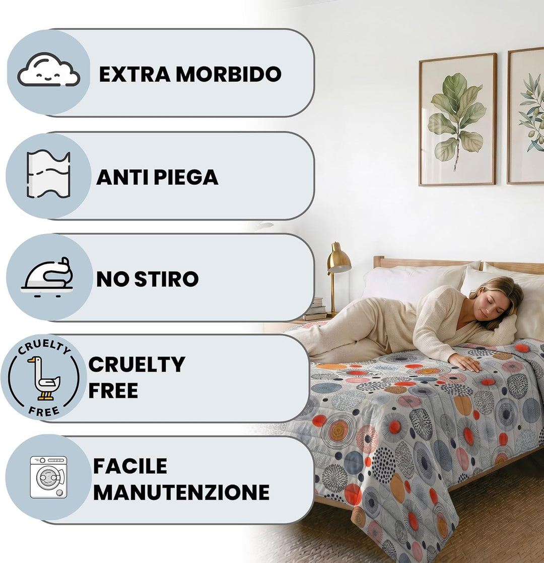 Fantasy Estivo Doubleface Sommersteppdecke, 170x270cm, Acquerello, Microfiber, Einzeln Acquerello Ei