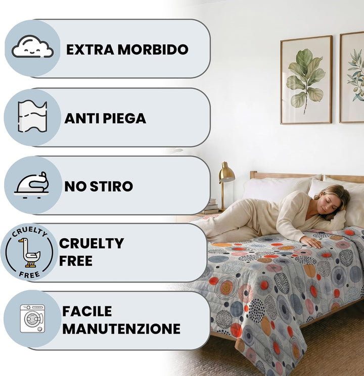 Fantasy Estivo Doubleface Sommersteppdecke, 170x270cm, Acquerello, Microfiber, Einzeln Acquerello Ei