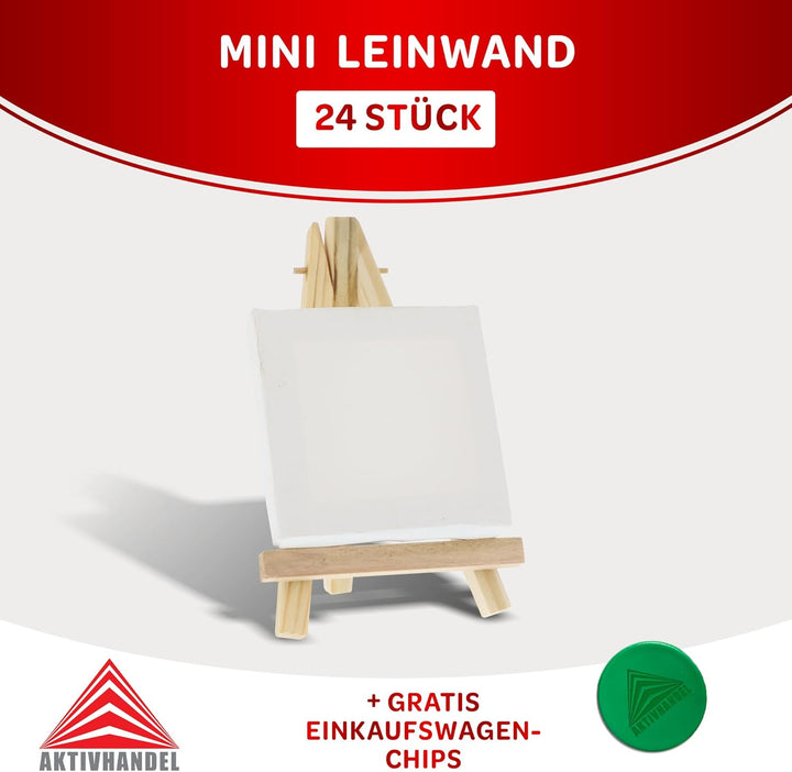 Mini Leinwand mit Staffelei Set, 24 Stück, Keilrahmen Leinwand, perfekt zum Malen und Basteln, geeig