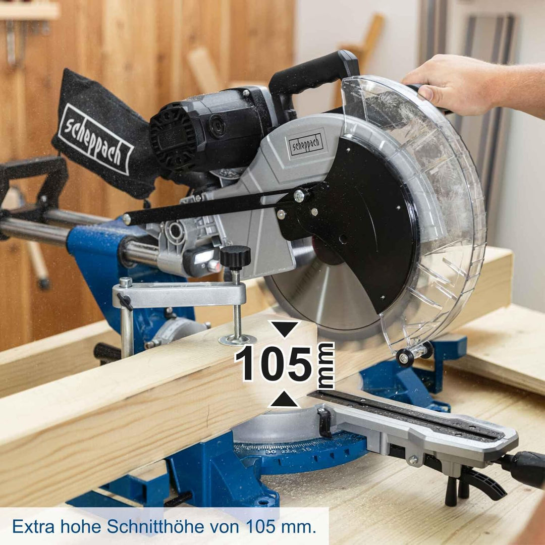 Scheppach Kappsäge HM140L | 105mm Schnitthöhe | 330mm Schnittbreite | Laser & LED | 2000W | 2xSägebl