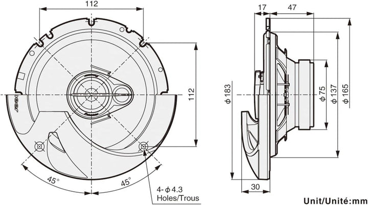 Pioneer TS-R1750S 3-Weg-Koaxiallautsprecher für Autos (250 W), 17 cm, kraftvoller Klang, 40 W Eingan