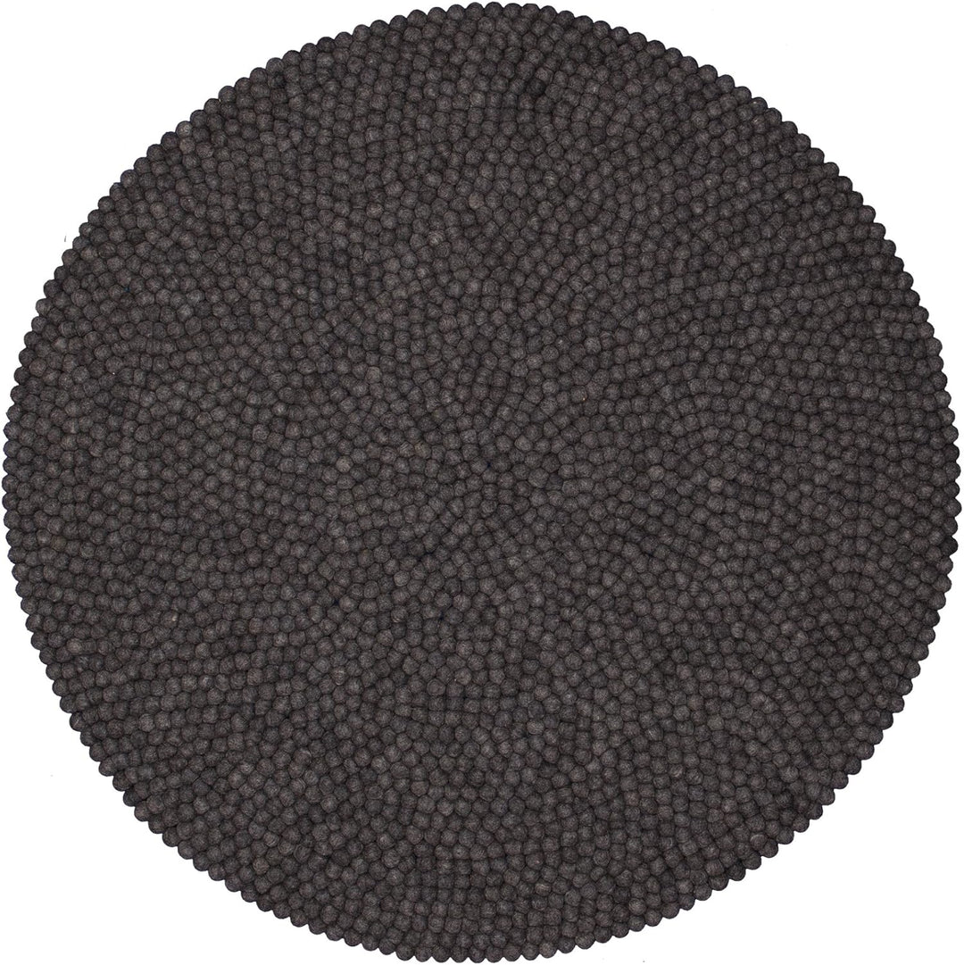 myfelt Filzkugelteppich Hugo - Ø 50 cm, ideal für Schlaf-, Wohn-, Kinderzimmer, Flur & Bad, anthrazi