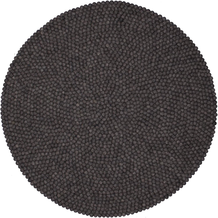 myfelt Filzkugelteppich Hugo - Ø 50 cm, ideal für Schlaf-, Wohn-, Kinderzimmer, Flur & Bad, anthrazi