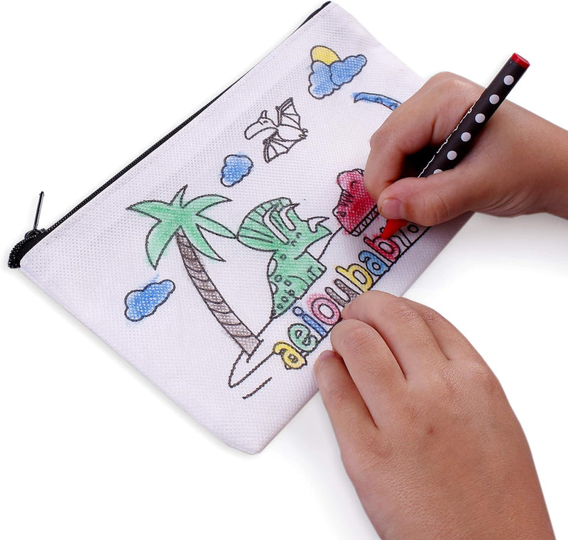aeioubaby.com 25 Federmäppchen zum Ausmalen + Wiederverwendbare Tasche | 25 einzelne Taschen mit 5 b