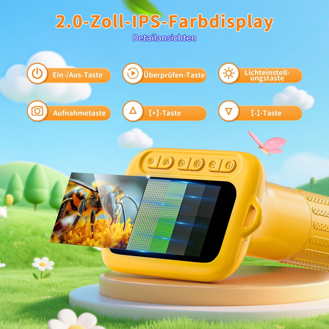 Digitales Mikroskop für Kinder, SKYBASIC 1000x Zoom Mini-Mikroskopkamera für Kinder mit 2.0 Zoll Bil