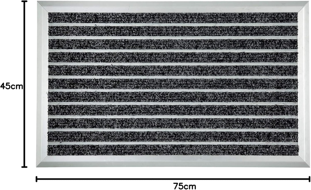 ASTRA rutschfeste Fussmatte aussen - Alu-Matte Exclusiv Mat - Aluminium Fussabtreter 45 x 75 cm Schm