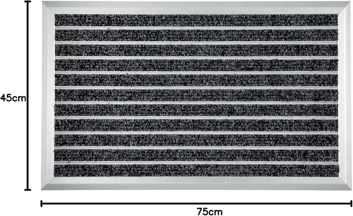 ASTRA rutschfeste Fussmatte aussen - Alu-Matte Exclusiv Mat - Aluminium Fussabtreter 45 x 75 cm Schm