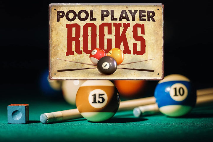 Poolbillard Blechschild - Metallschild mit witzigen Spruch für Pool Player - Retro Deko Schild für B