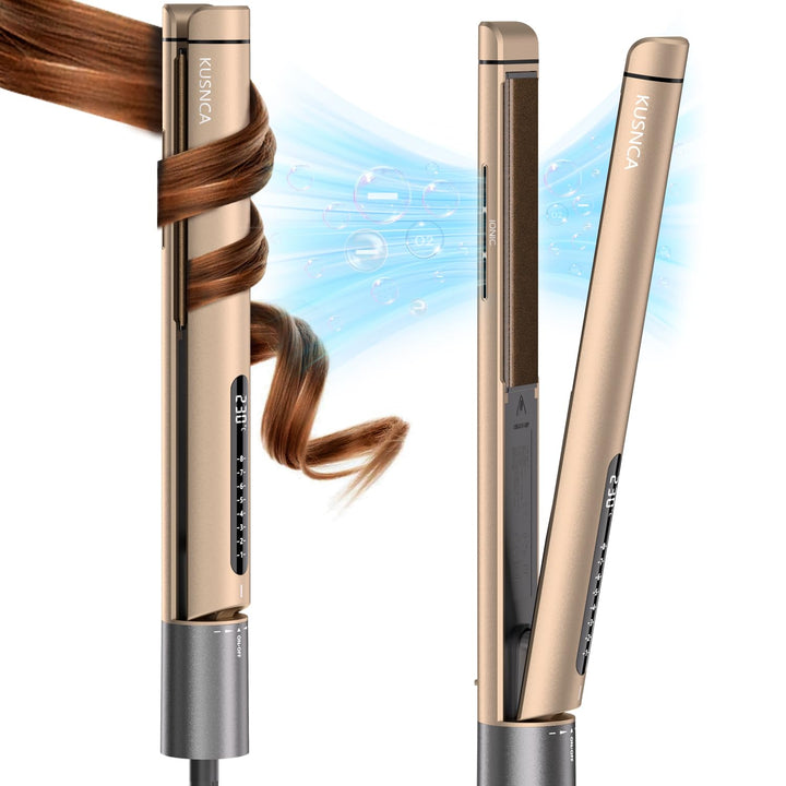 KUSNCA Ionen Glätteisen, 2 IN 1 Haarglätter Locken und Glätten Glatt und Glänzend, 3D-Schwebende Ker