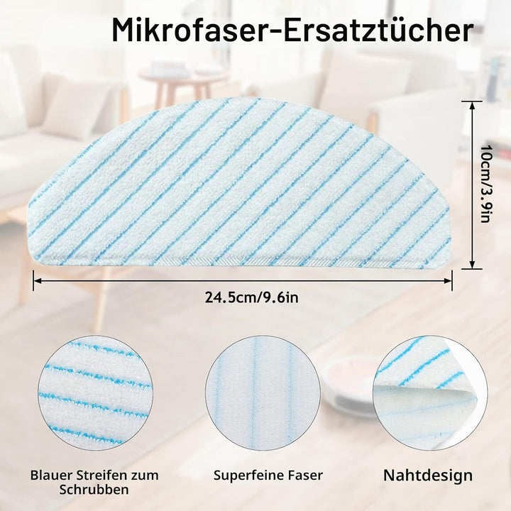 Chuancheng 50 Stück Wischtuch-Zubehör für Ecovacs Deebot Ozmo N8 Pro +/ T8 Max/ T9 AIVI/ T8 +/ N8Pro