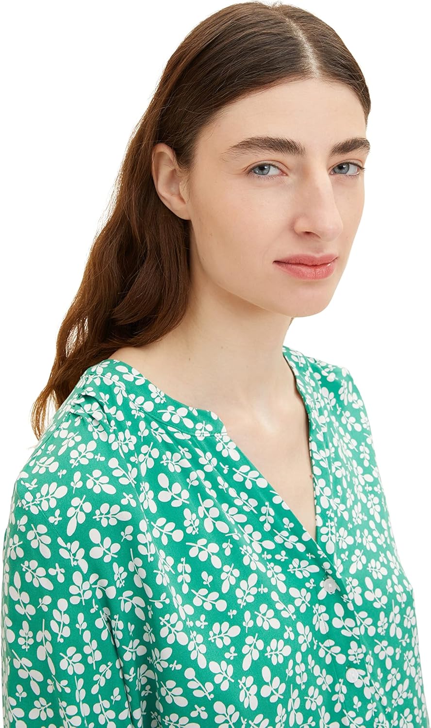 TOM TAILOR Damen Bluse mit Muster 34 31117 - Green Floral Design, 34 31117 - Green Floral Design