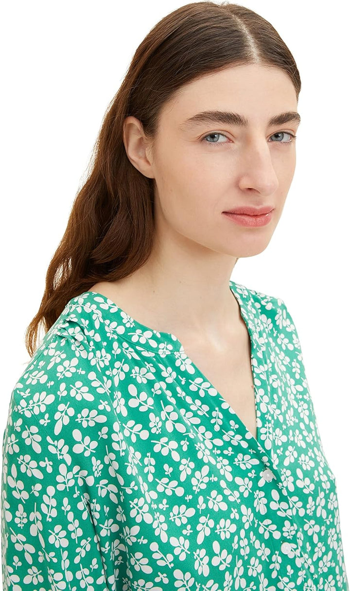 TOM TAILOR Damen Bluse mit Muster 34 31117 - Green Floral Design, 34 31117 - Green Floral Design