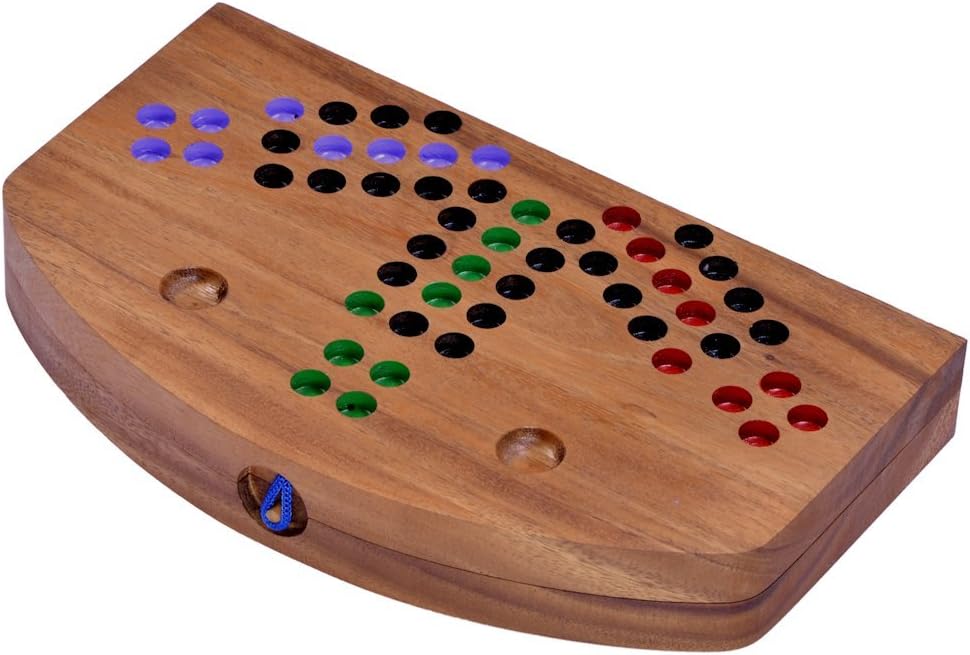 LOGOPLAY Ludo für 6 Spieler - Würfelspiel - Gesellschaftsspiel - Familienspiel aus Holz mit klappbar