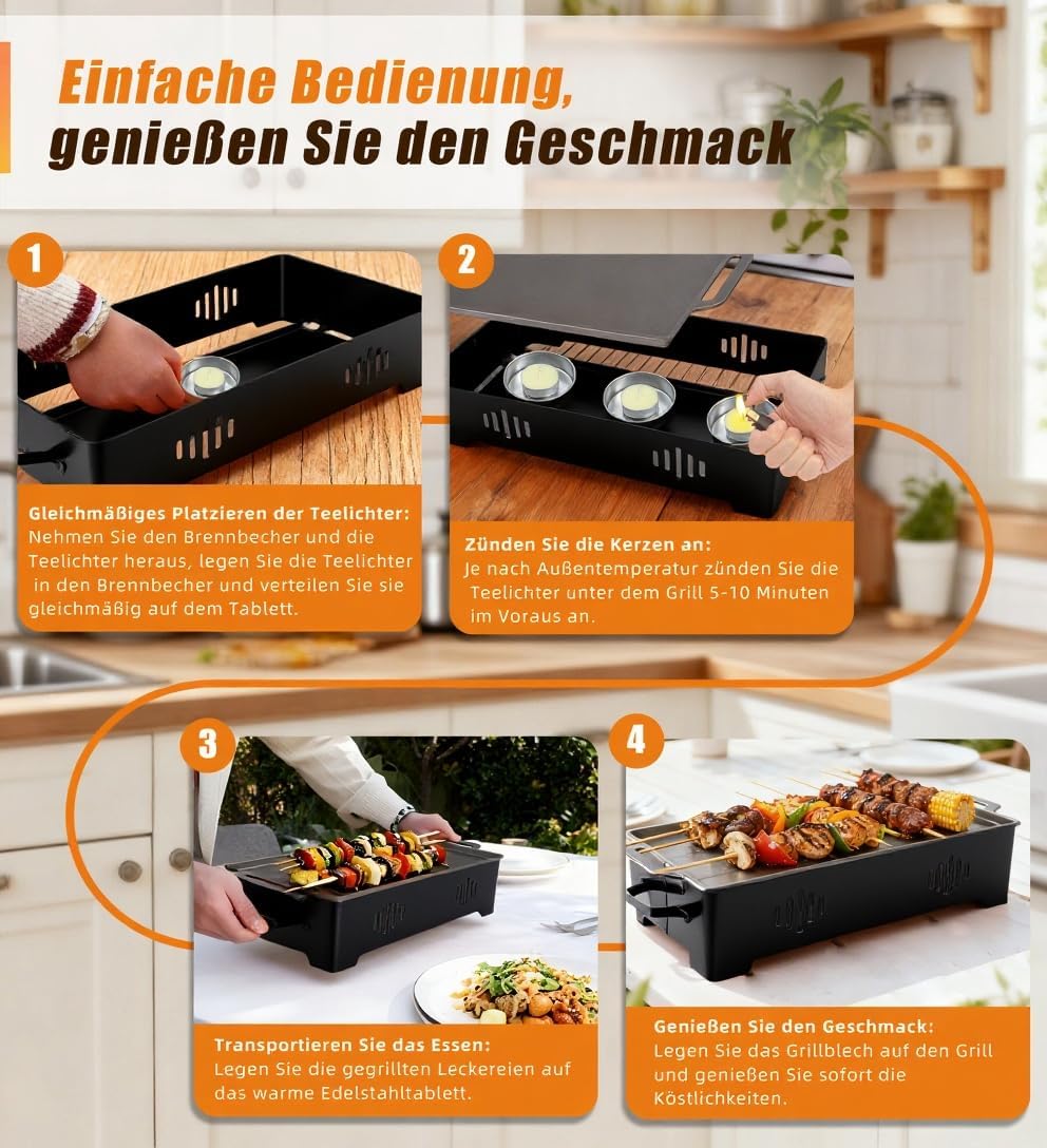 BBQ Warmhalteplatte - Warmhaltebehälter für Essen & Grillgut – Aluminium Grill-Heizplatte Antihaft,