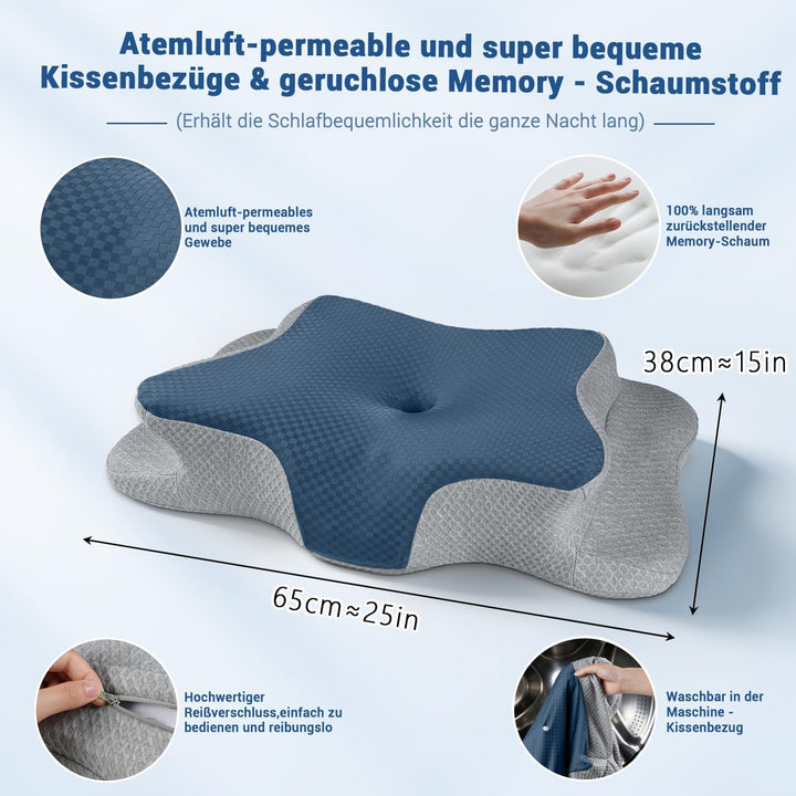 Memory Foam Kissen, Gebärmutterhalskissen für Nacken und Schultern Schmerzlinderung, Ergonomische Ko