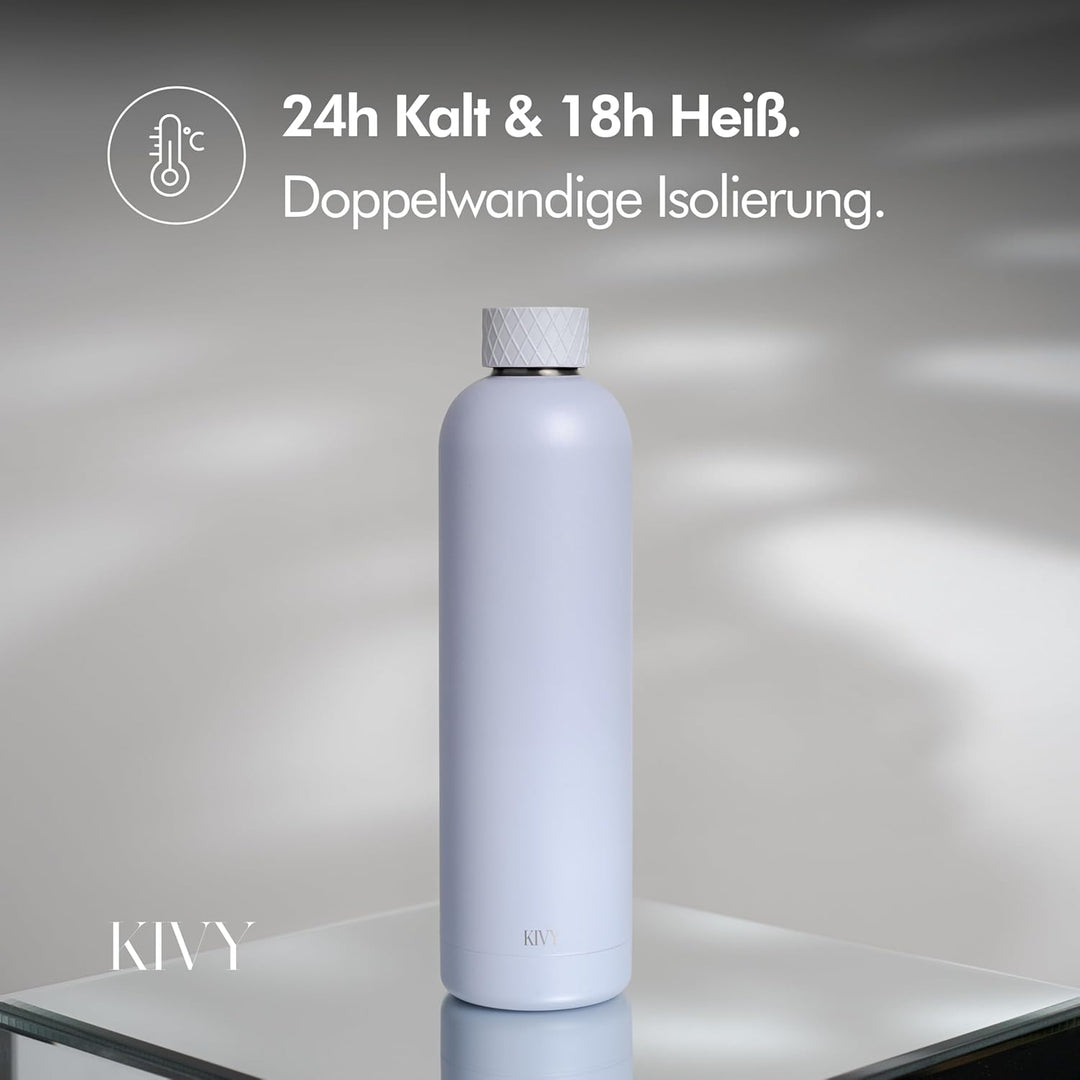 KIVY Edelstahl Trinkflasche 1l - Auslaufsichere Thermosflasche 1l - Trinkflasche Edelstahl Kohlensäu