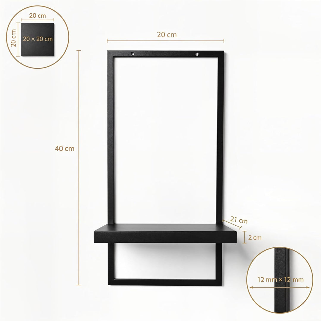 UNO RIPIANI Wandregal aus Metall – modernes Wandboard zur Wandmontage, pulverbeschichtet, 20×21×40 c