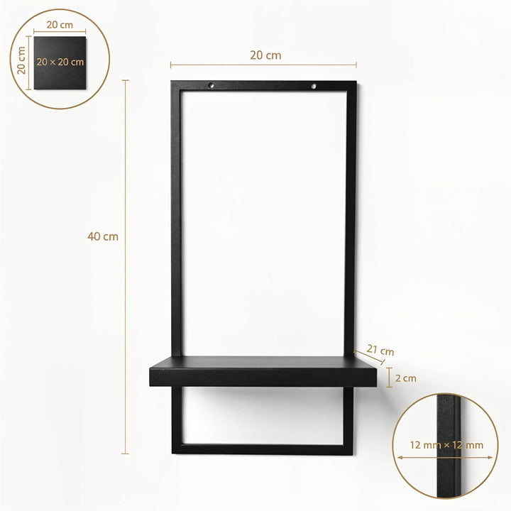 UNO RIPIANI Wandregal aus Metall – modernes Wandboard zur Wandmontage, pulverbeschichtet, 20×21×40 c