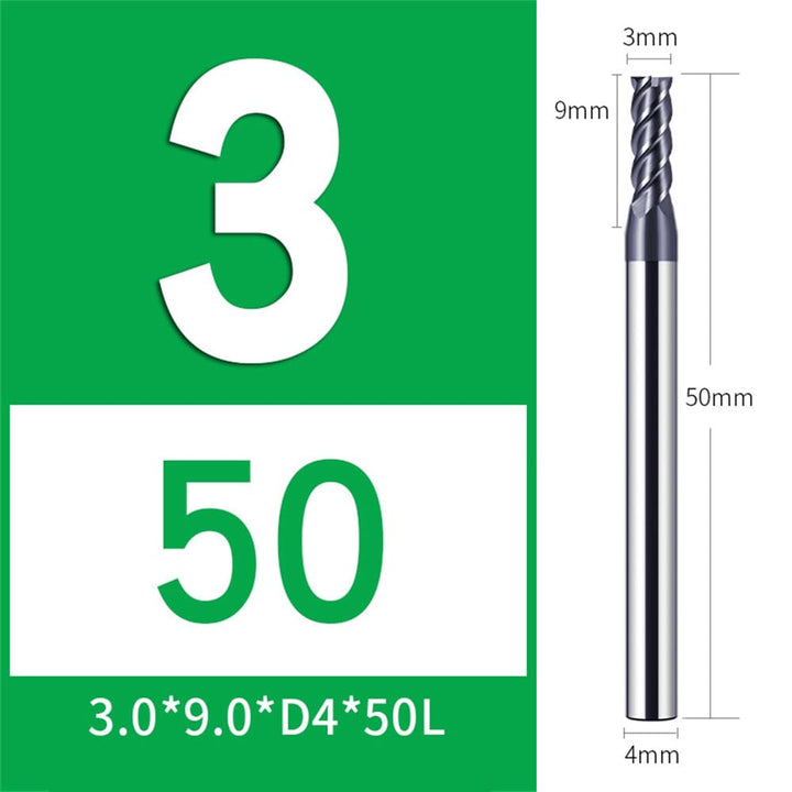5 Stücke Hartmetall Schaftfräser 3mm, 4 Zähne/4 Schneiden CNC Fräser, HRC 55, AlTiN Schwarz Beschich