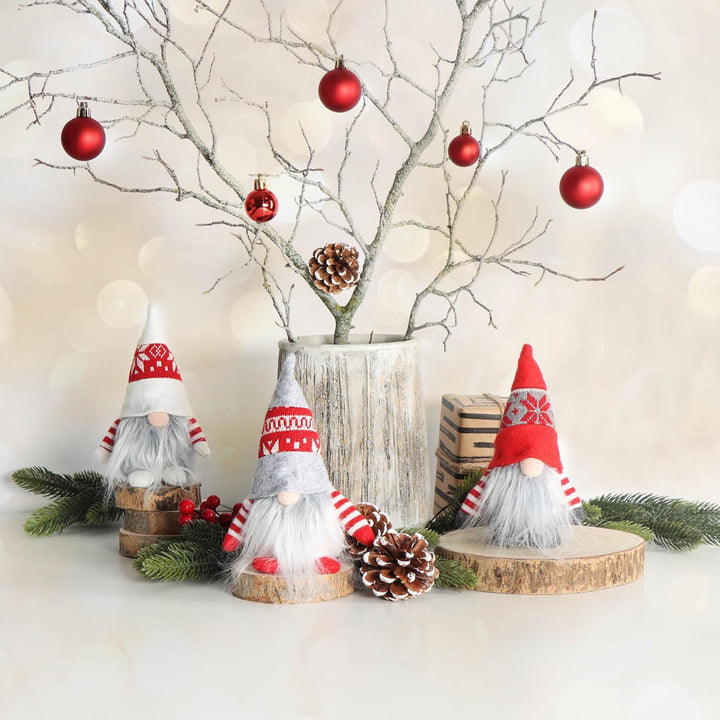 com-four® 3X Premium Weihnachts-Wichtel 18cm - winterliche Zwergen-Figur - Weihnachtsdeko - skandina