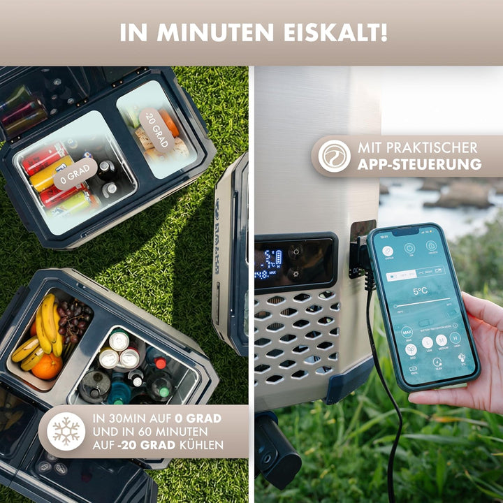NATURBUMMLER Kompressor Kühlbox mit Vakuum-Isolierung [VAC-CORE] Reisekühlschrank 12V 230V mit Dual-