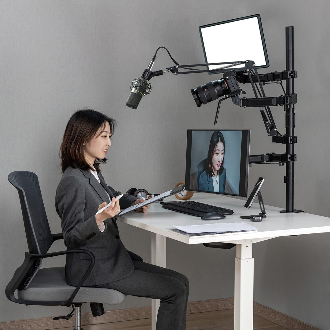 NanoRS RS164 All-in-One Studio Professionelle Tischhalterung für 17-32" Monitor, Mikrofon, Kamera un