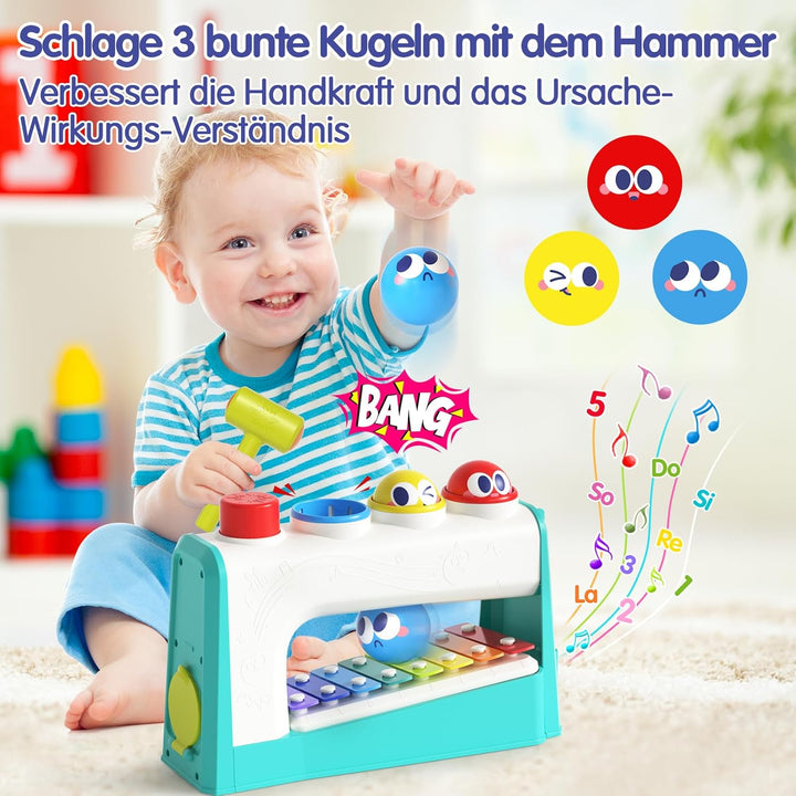 HOLA Spielzeug ab 1 Jahr, Hammerspiel Xylophon Kinderspielzeug ab 1-2 Jahre Baby Geschenk für 1 Jahr