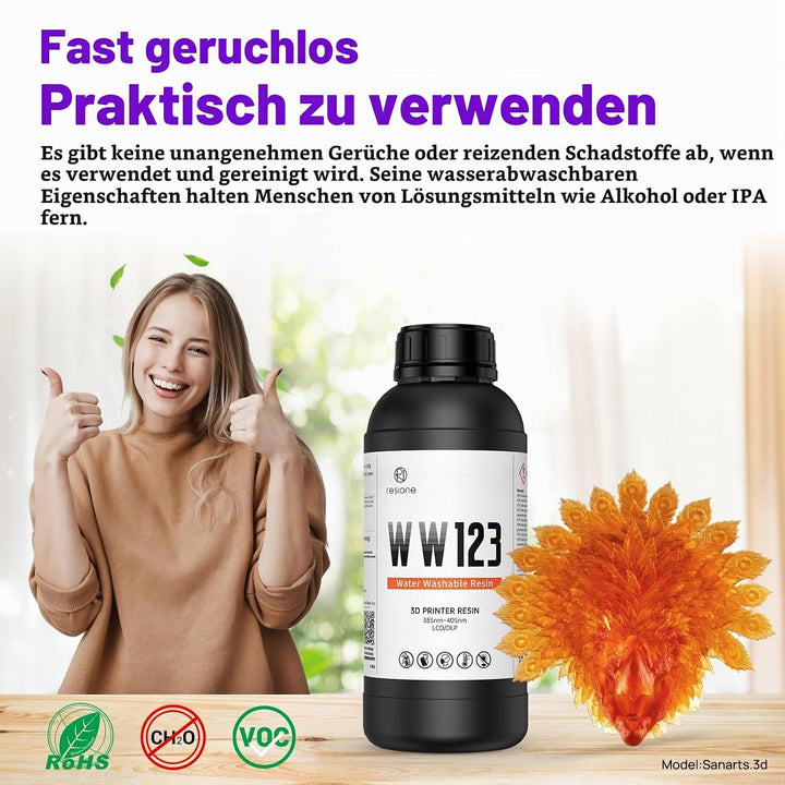 RESIONE Wasserwaschbares Resin for 3D Drucker - Flüssiges 405-nm-Hochgeschwindigkeitsdruckharz mit R