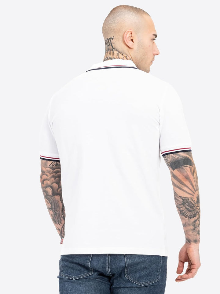 Lonsdale Herren kurzarm Polohemd Lion, White/Dark Red/Navy