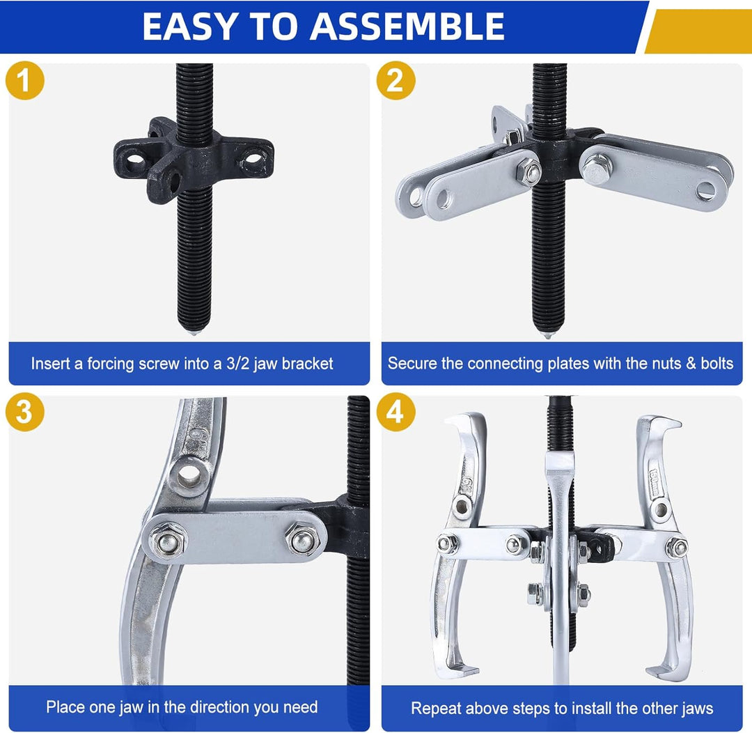 FreeTec Universal Lagerabzieher Set, 3" 4" 6" 8" Lagerabzieher und Innenlager Abziehersatz mit Umkeh