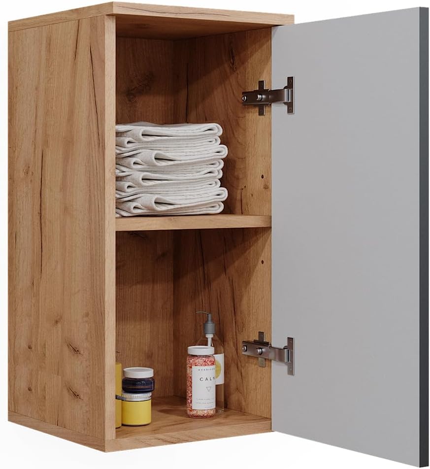 Vicco Badschrank Anthrazit gepunktet Irma 30x59x24 cm - hängender Badezimmerschrank, Praktisch für K