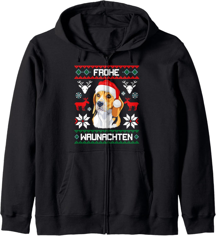 Beagle Frohe Waunachten Weihnachten Xmas Hund Kapuzenjacke